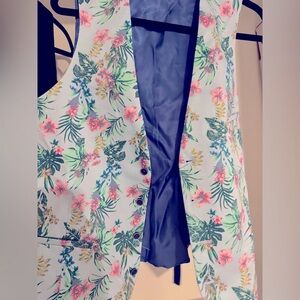 Bar III Floral Vest with Blue Lining